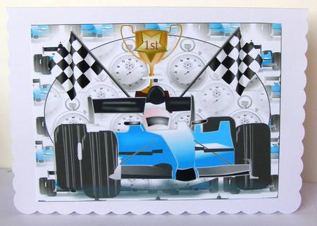 Blue Racing Car Topper by Margaret McCartney