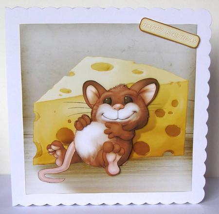 Too Much Cheese Mouse 8x8 Quick Card by Margaret McCartney