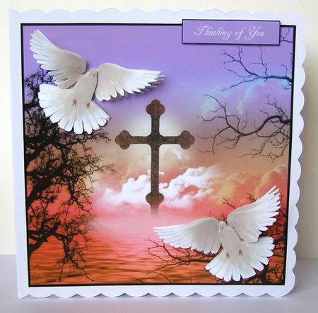 Scenic Doves Violet Sky Topper with Decoupage by Margaret McCartney