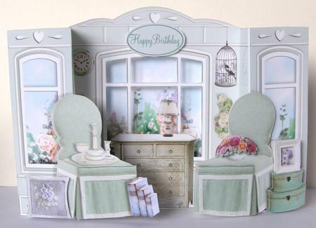 My Little Rooms Mini-kit - Green Damask by Margaret McCartney