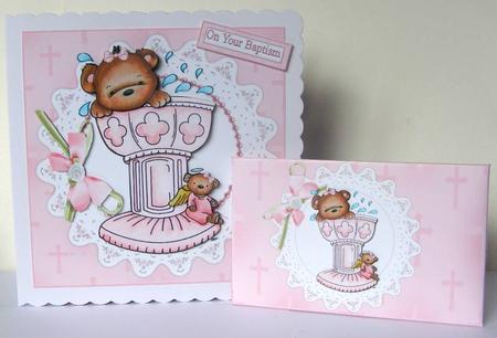 8x8 Baptism/christening Bear Girl Mini Kit by Margaret McCartney
