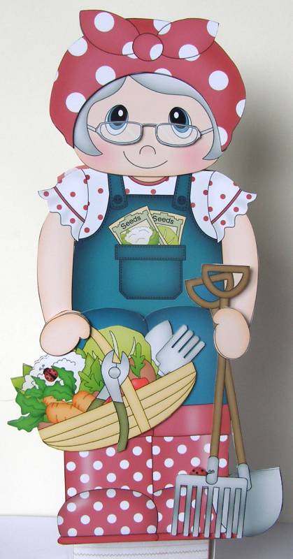 3D on the Shelf Card Kit - Veggie Patch Old Woman Val by Margaret McCartney