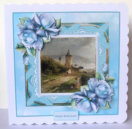 Church on the Mountain Card with Rose by Margaret McCartney