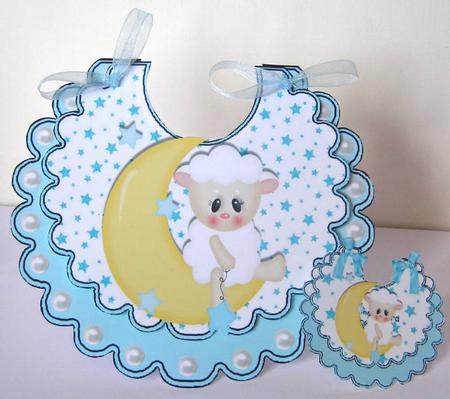 Snuggle Time with Little Lamb on the Moon Bib by Margaret McCartney
