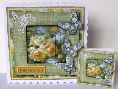 Cardtopper Framed Flowers Yellow Roses 345 by Margaret McCartney