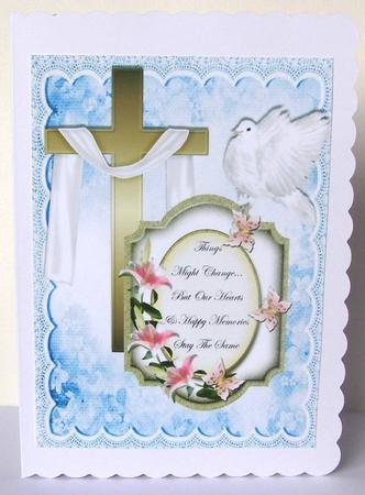 Gold Cross with Shawl and Pretty Sympathy Plaque A4 by Margaret McCartney