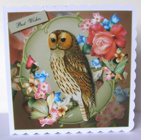 Garden Owl Topper with Decoupage by Margaret McCartney