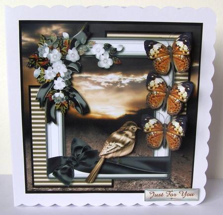 Male Card with Bird & Butterflies by Margaret McCartney
