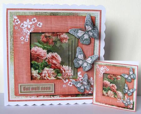 Cardtopper Framed Flowers Red Roses 344 by Margaret McCartney