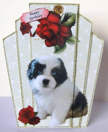 Art Deco Dog and Roses by Margaret McCartney