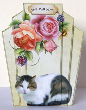 Art Deco Cat Amongst Roses by Margaret McCartney