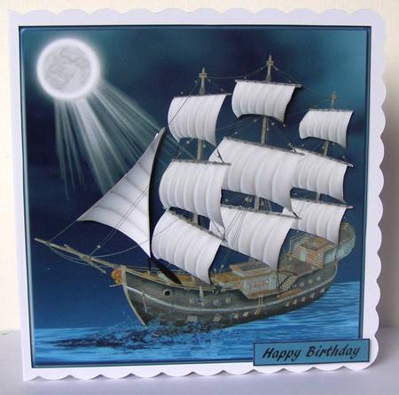 Peaceful Night Ocean Topper with Decoupage by Margaret McCartney
