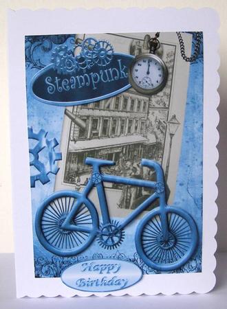 Old Vintage Town with Steampunk Bike and Fob Watch by Margaret McCartney