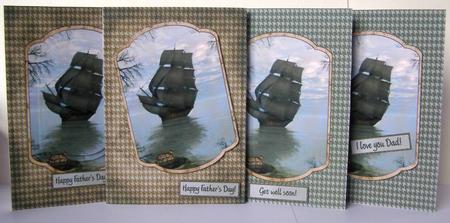 Shaped Houdstooth Pirate's Tall Ship Decoupage Pyramage Kit by Margaret McCartney