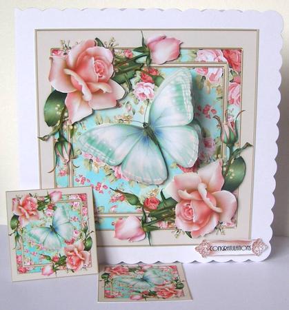 Beautiful Pink Roses Card Front Kit by Margaret McCartney