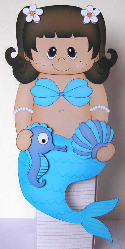 3D on the Shelf Card Kit - Little Ethnic Mermaid Aqua by Margaret McCartney