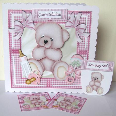 Gorgeous Little Pink Bear with Gingham & Bows 8x8 Mini Kit by Margaret McCartney
