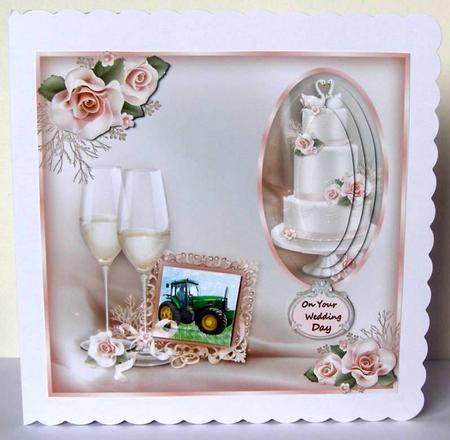 Green Tractor Wedding Card Mk by Margaret McCartney