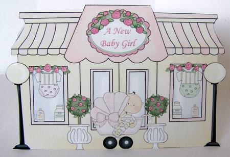 Baby Girl Boutique Shaped Card by Margaret McCartney