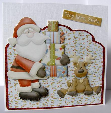 Stop Here Santa Over the Edge Front by Margaret McCartney