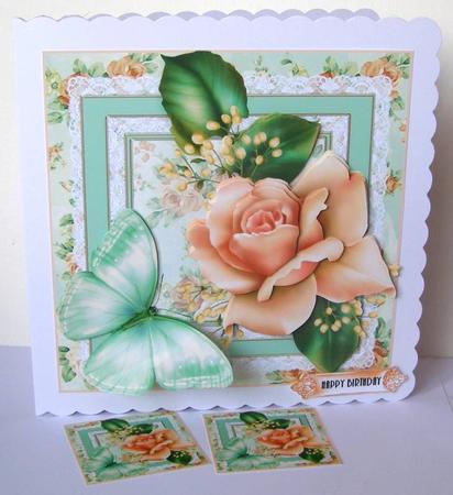 Beautiful Peach Roses Card Front Kit by Margaret McCartney