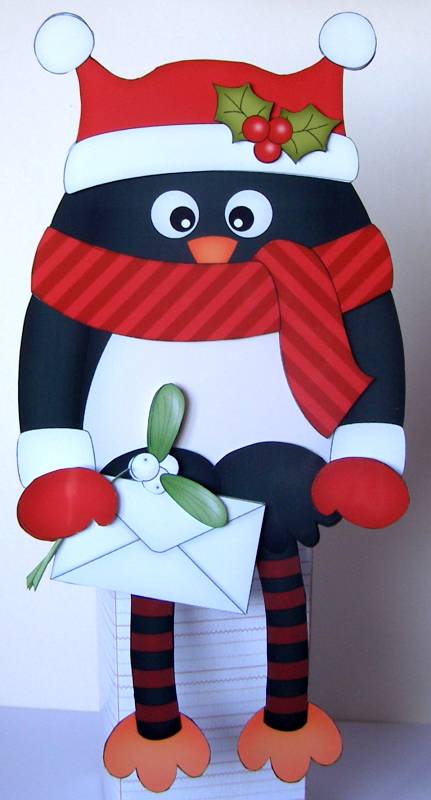 3D on the Shelf Card Kit - Christmas Pip Penguin Mistletoe by Margaret McCartney