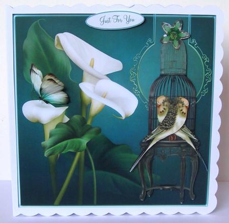 Calla Lilies and Birds Topper with Decoupage by Margaret McCartney