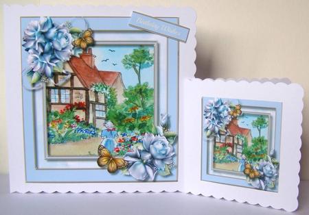 Beautiful Cottage with Porceline Roses  by Margaret McCartney