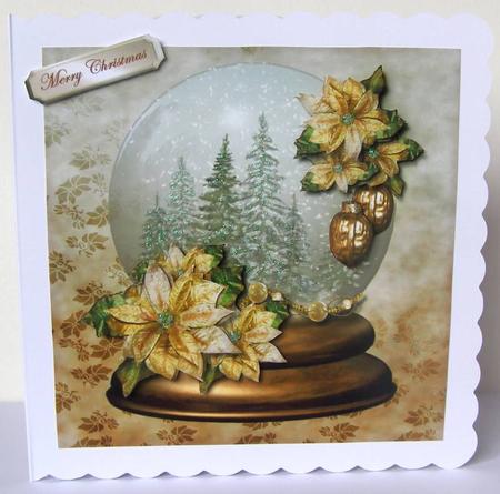 Snowglobe & Golden Poinsettias by Margaret McCartney