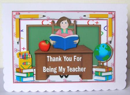 Thank You Teacher 2 Decoupage Card Front by Margaret McCartney