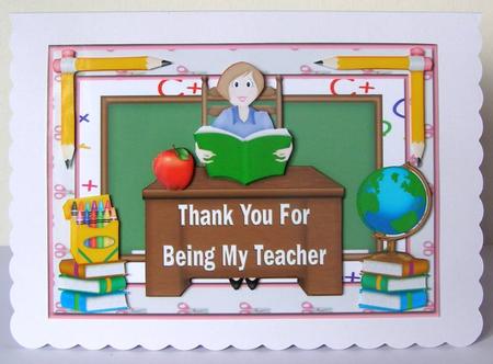 Thank You Teacher 1 Decoupage Card Front by Margaret McCartney