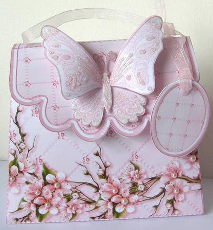 Handbag Gift Box Cherry Blossom with Butterfly by Margaret McCartney
