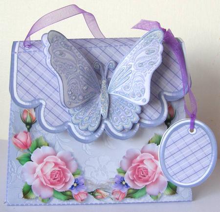 Handbag Gift Box Spring Roses with Butterfly by Margaret McCartney