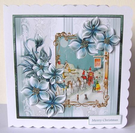 The Inn at Christmas 7x7card with Decoupage by Margaret McCartney