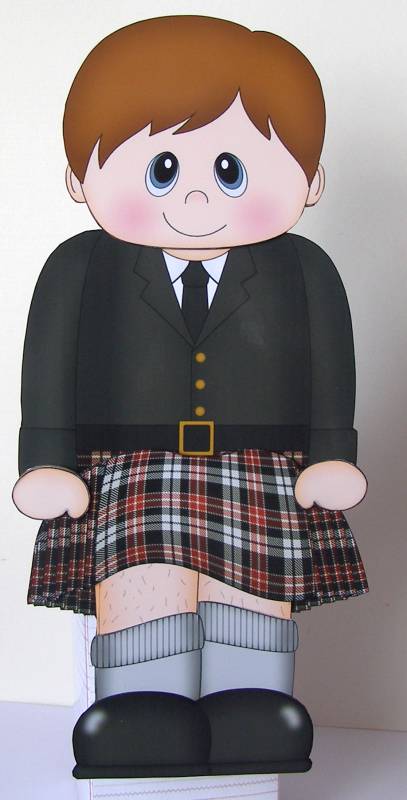 3D on the Shelf Card Kit - Little Scotsman Fionn in Kilt by Margaret McCartney