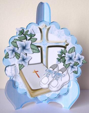 Baby Boy Christening or Baptism, Bible Plate & Stand by Margaret McCartney