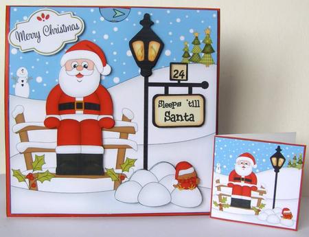 3D Xmas Santa Sleeps Till Santa Countdown Moveable Card by Margaret McCartney