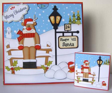 3D Xmas Rudolph Sleeps Till Santa Countdown Moveable Card by Margaret McCartney