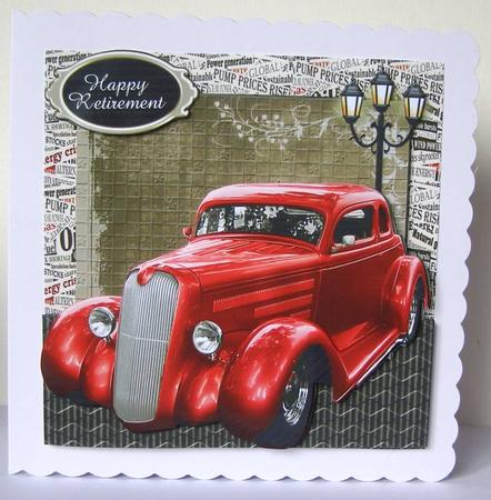 Old Red Car Birthday Card Front by Margaret McCartney