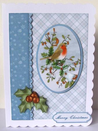 Christmas Holly & Bird by Margaret McCartney