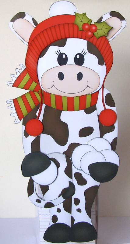 3D on the Shelf Card Kit - Christmas Milly Moo Cow by Margaret McCartney