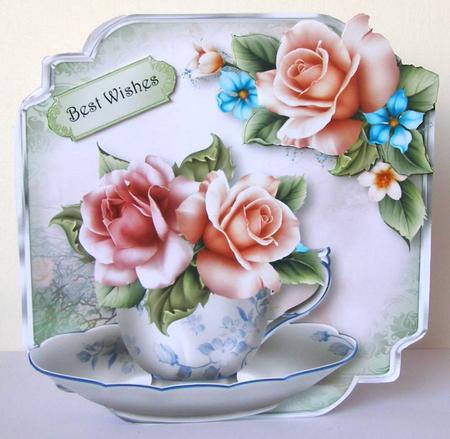 Teacup, Saucer & Vintage Roses by Margaret McCartney