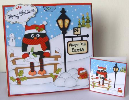 3D Xmas Pip Penguin Sleeps Till Santa Countdown Card by Margaret McCartney