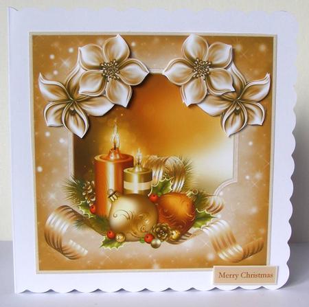 Candles and Baubles 7x7 Card with Decoupage by Margaret McCartney