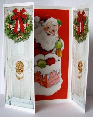 Santa Thru the Door Gatefold by Margaret McCartney