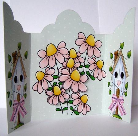 Gatefold Birdhouse Flowers by Margaret McCartney