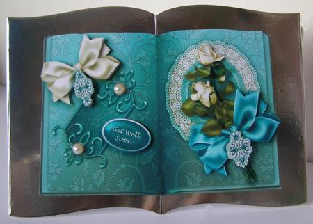 Spray of White Roses on a Book, Decoupage by Margaret McCartney
