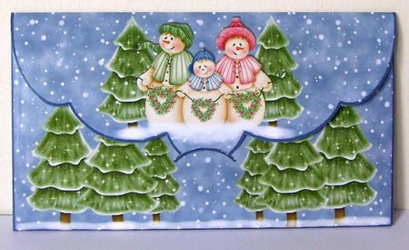 Gift Envelope/money Wallet - Snowmen by Margaret McCartney