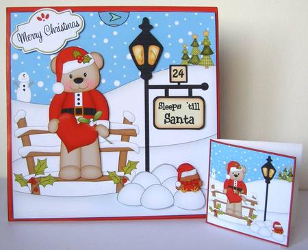 3D Xmas Livvy Bear Sleeps Till Santa Countdown Card by Margaret McCartney