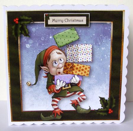 Balancing Elf 8x8 Quick Topper by Margaret McCartney